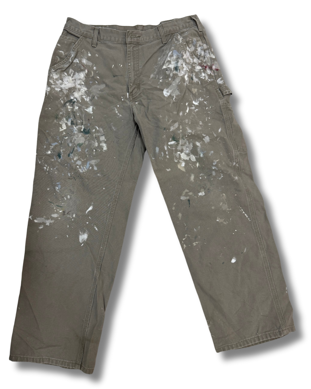 Carhartt Men's Original Dungaree Fit Carpenter Work Pants with Paint Splatter - L