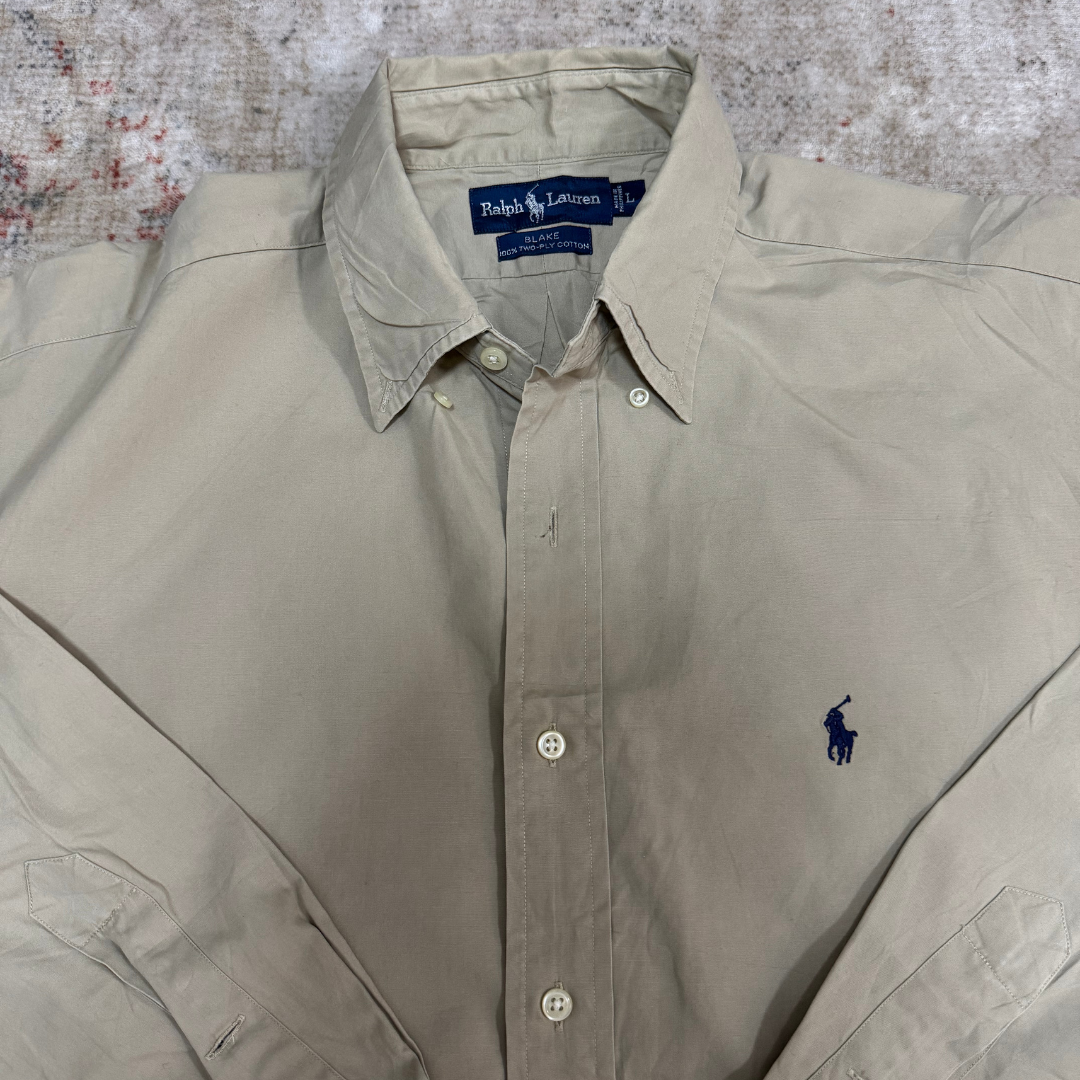 Ralph Lauren Beige Shirt Blake 100% 2-PLY Cotton - XXL