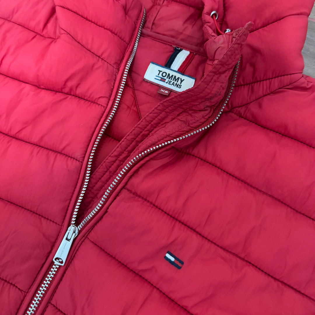 Tommy Jeans Red Puffer Jacket - Small