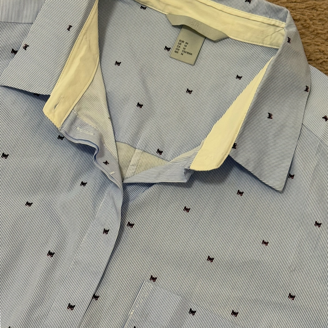 HnM Blue Shirt with Butterflies - XXL