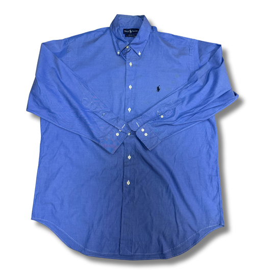 Ralph Lauren Blue Shirt Yarmouth 100% Cotton Pinpoint Oxford - XXL