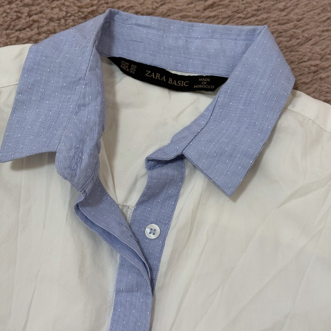 Zara White & Blue Shirt - S