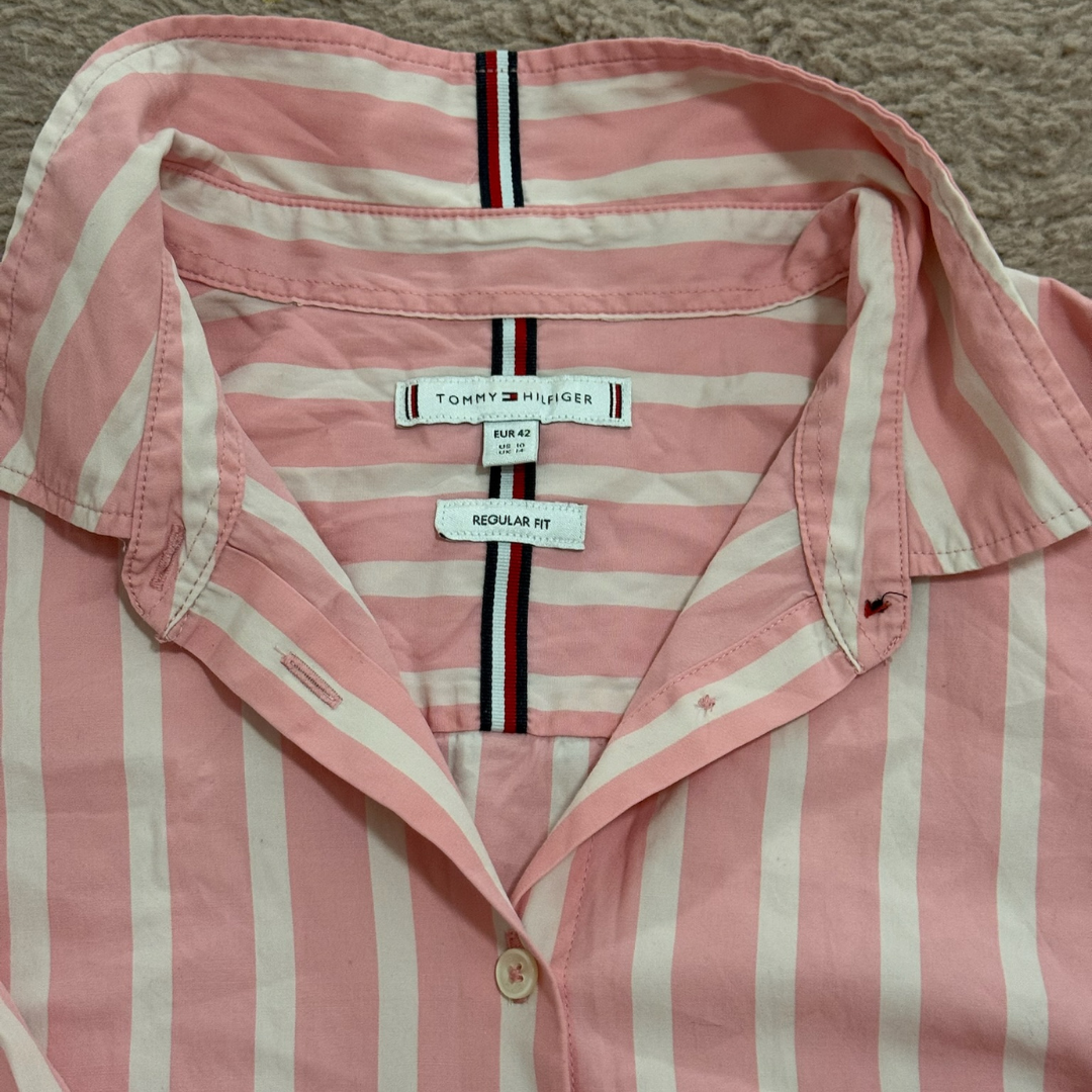 Tommy Hilfiger Pink & White Striped Shirt - XL