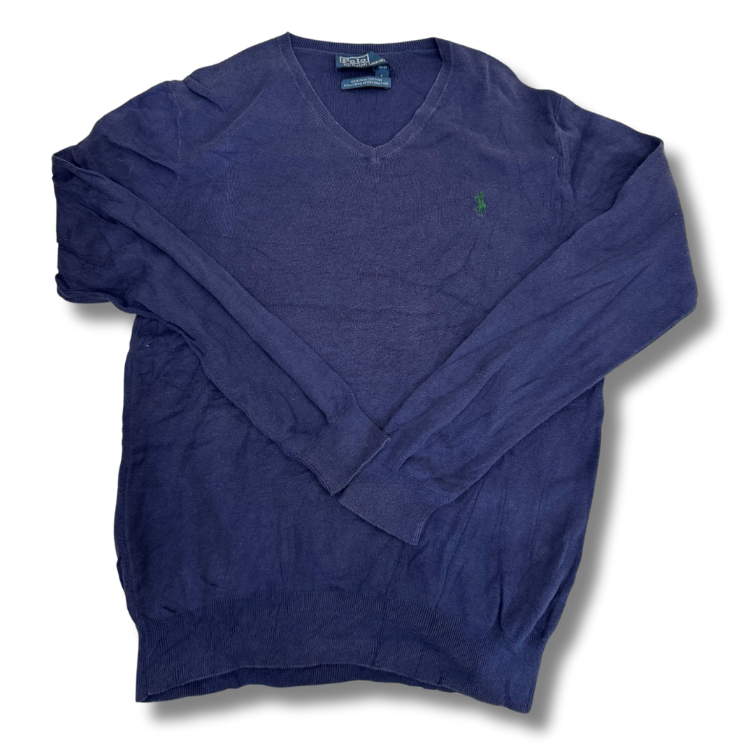 Ralph Lauren Dark Blue Sweater with Green Logo - S