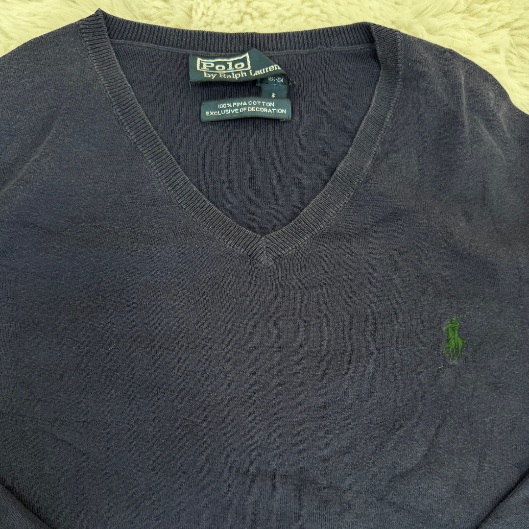 Ralph Lauren Dark Blue Sweater with Green Logo - S