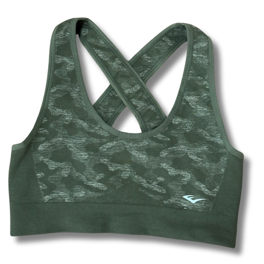 Gymshark Green withWhite Pattern Sports Top - L