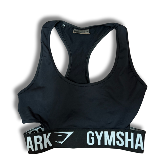 Gymshark Black with Name Band Sports Top - M