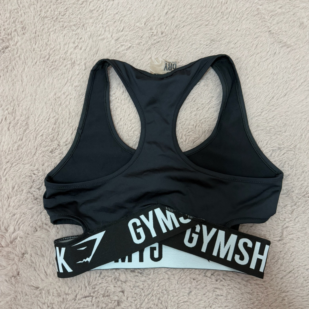 Gymshark Black with Name Band Sports Top - M