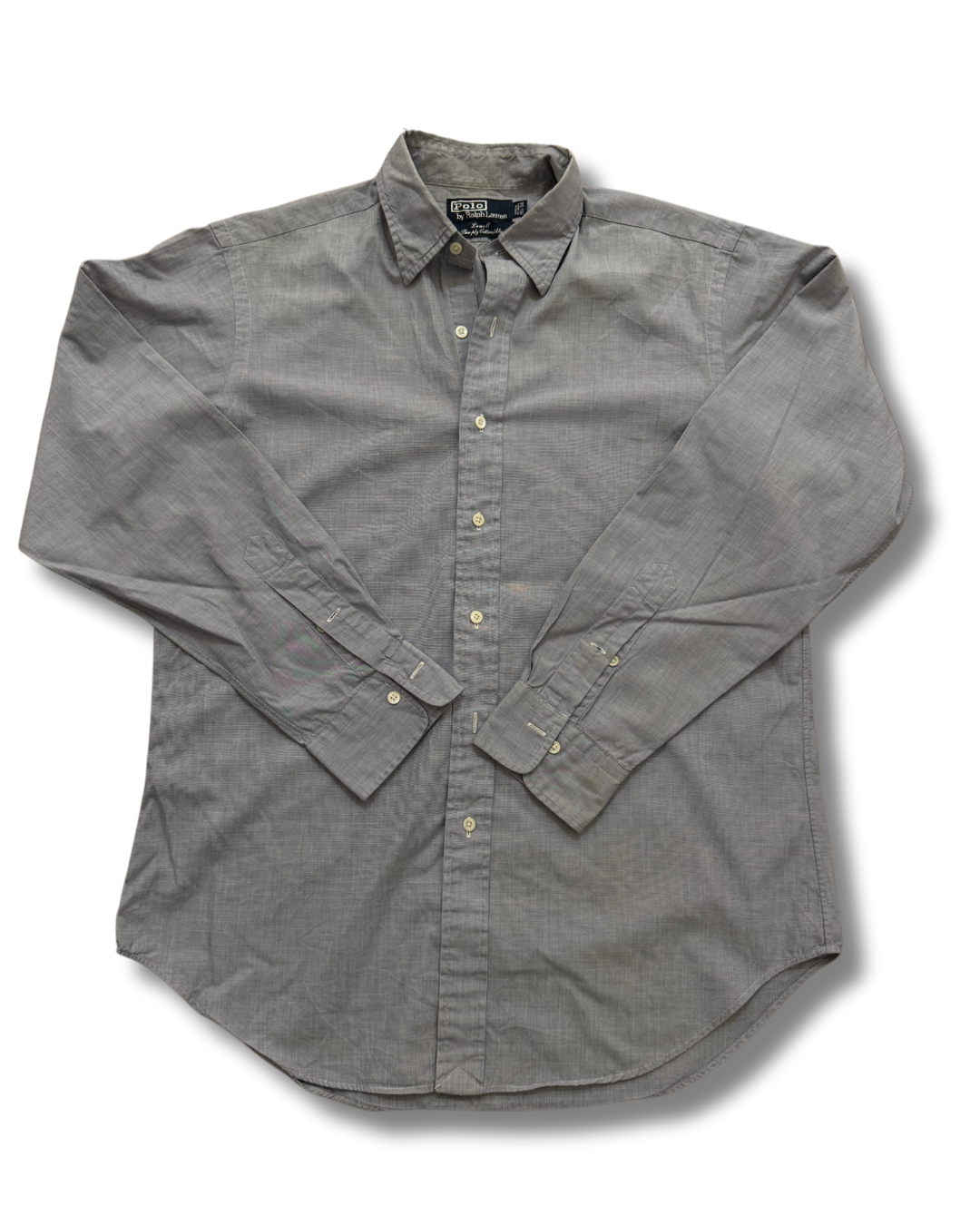 Ralph Lauren Greyish Blue 100% 2 PLY Cotton Shirt | Lowell | - L