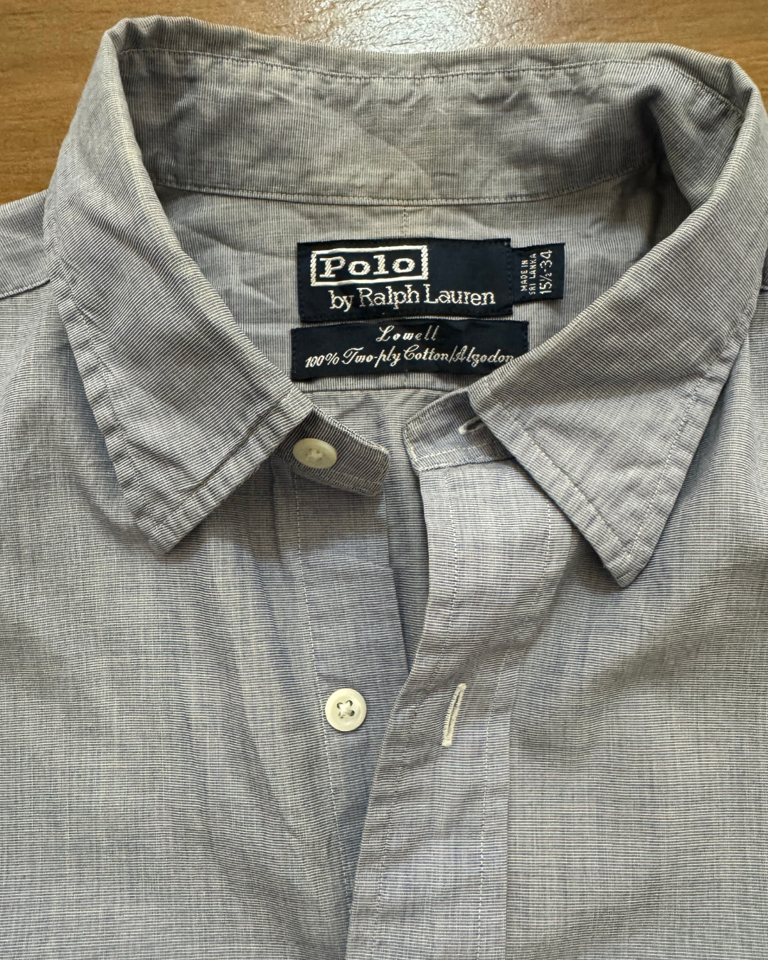 Ralph Lauren Greyish Blue 100% 2 PLY Cotton Shirt | Lowell | - L