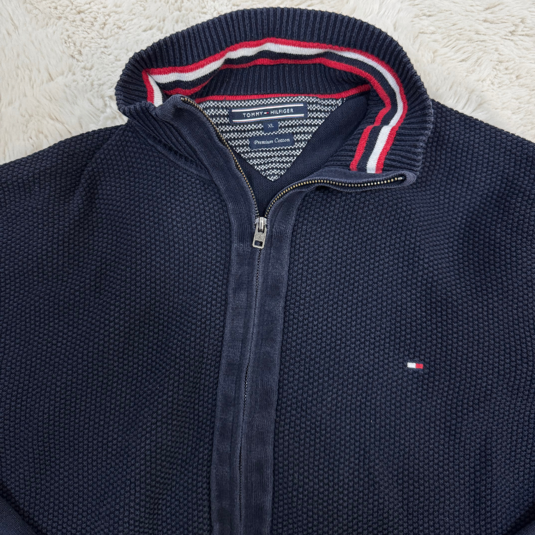 Tommy Hilfiger Blue Full Zip Cardigan - L