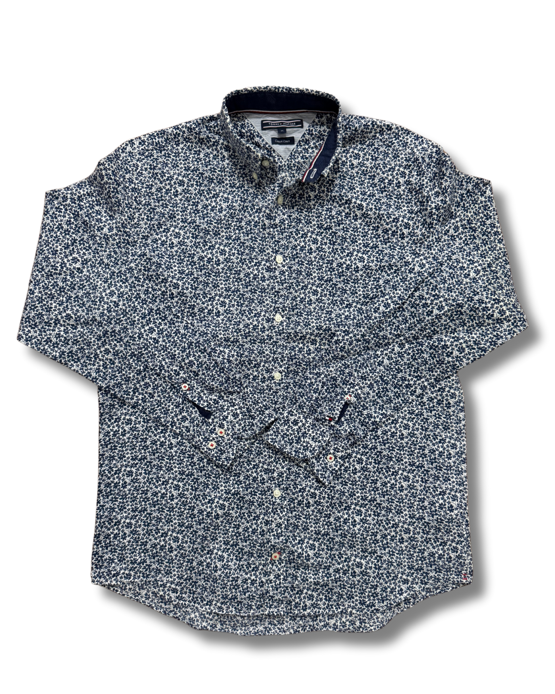 Tommy Hilfiger Cotton Linen Blue Floral Shirt - M