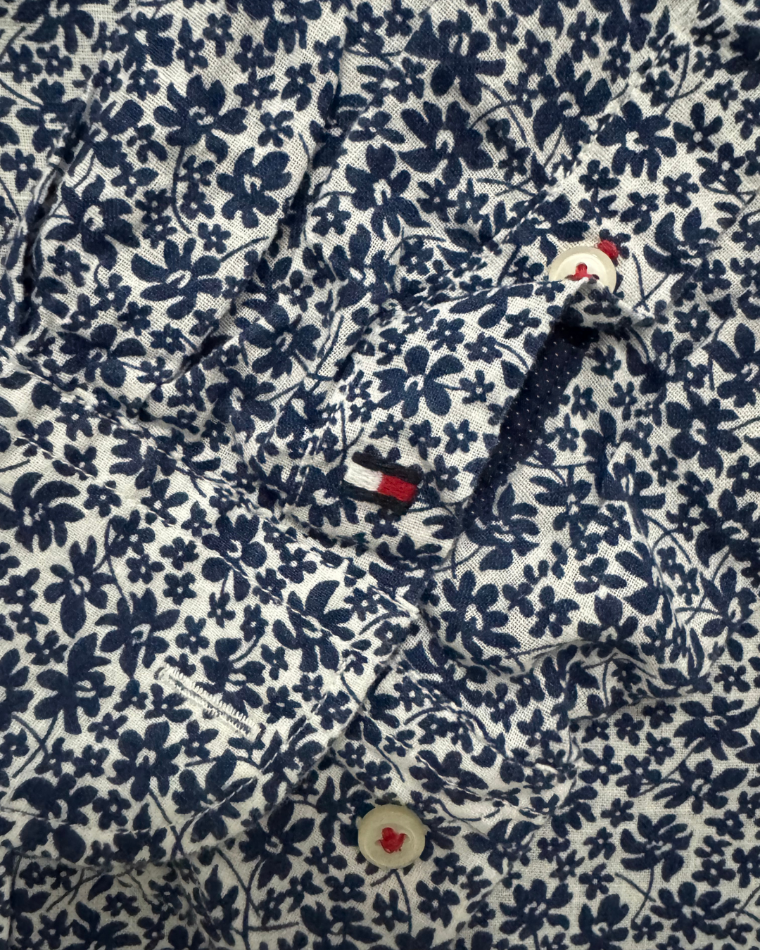 Tommy Hilfiger Cotton Linen Blue Floral Shirt - M