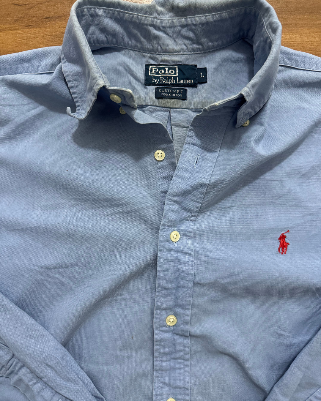 Ralph Lauren 100% Cotton Custom Fit Light Blue Shirt - L