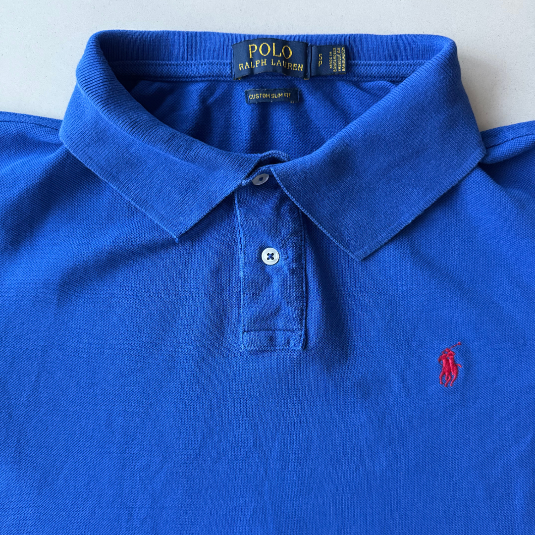 Ralph Lauren Custom Slim Fit Blue Polo - S