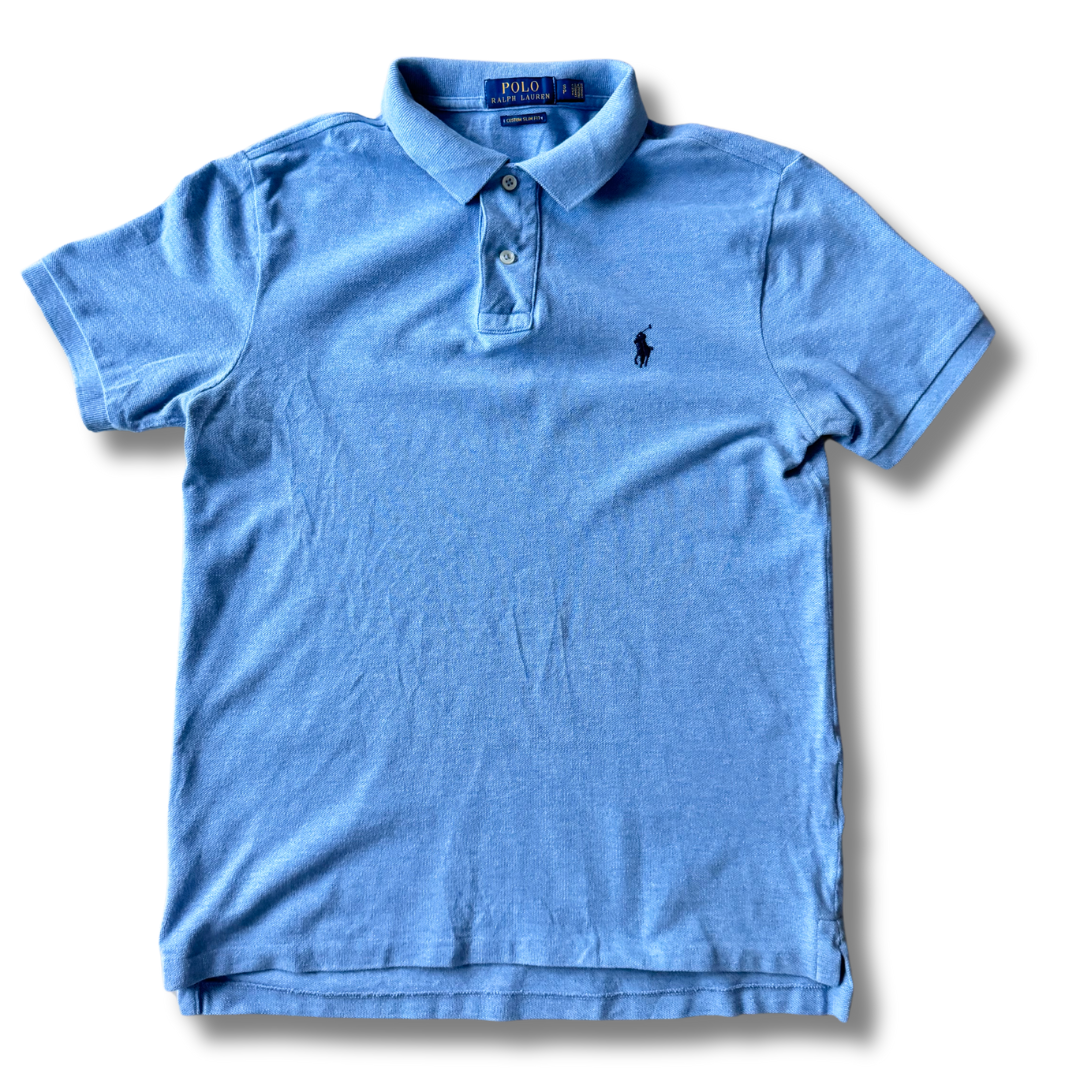 Ralph Lauren Custom Slim Fit Light Blue Polo (Black Pony) - XS