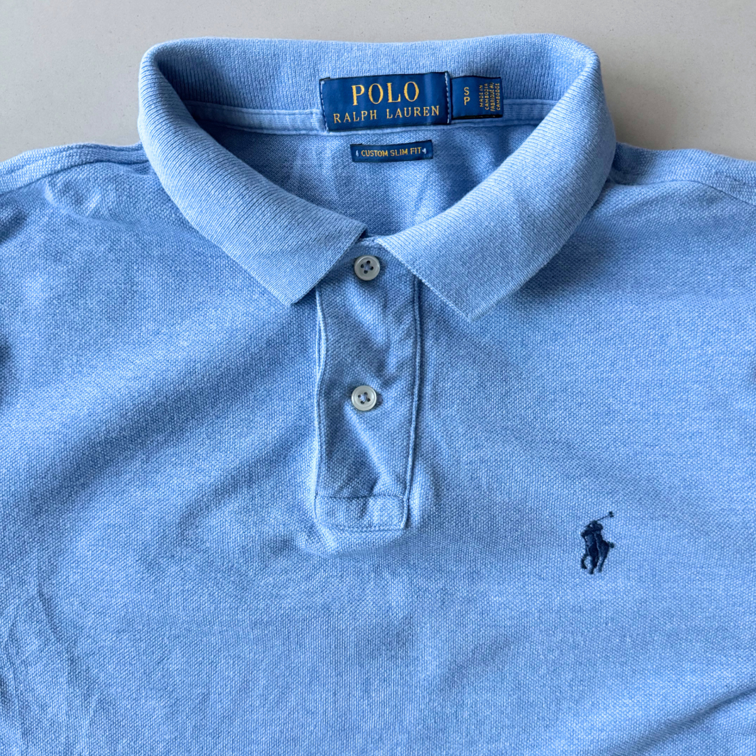 Ralph Lauren Custom Slim Fit Light Blue Polo (Black Pony) - XS