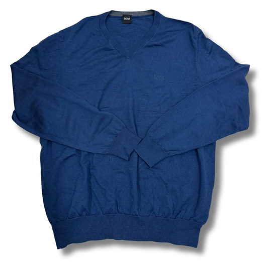 Boss V-neck Rich Blue Sweater - L