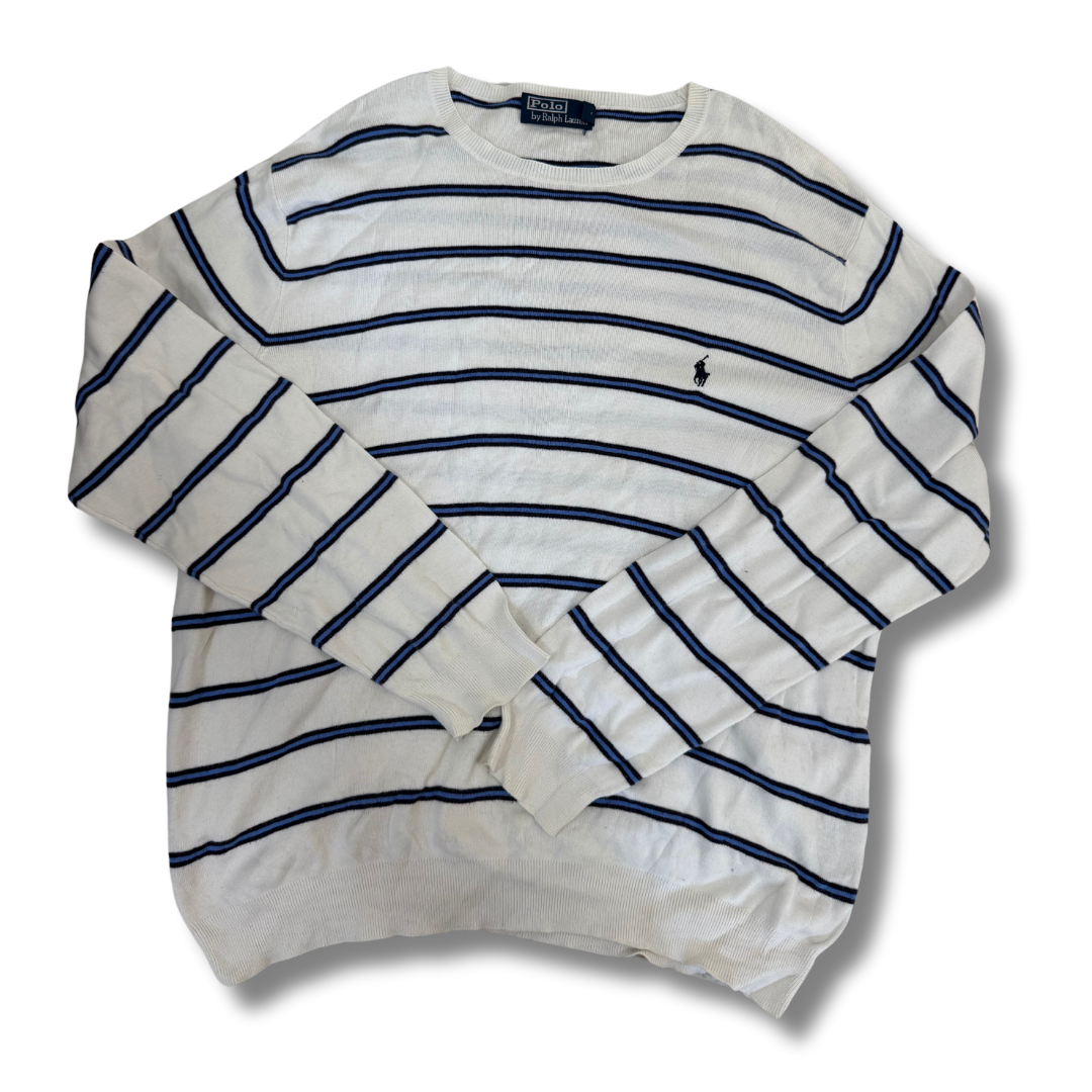 Ralph Lauren Striped White-Blue Sweater - M