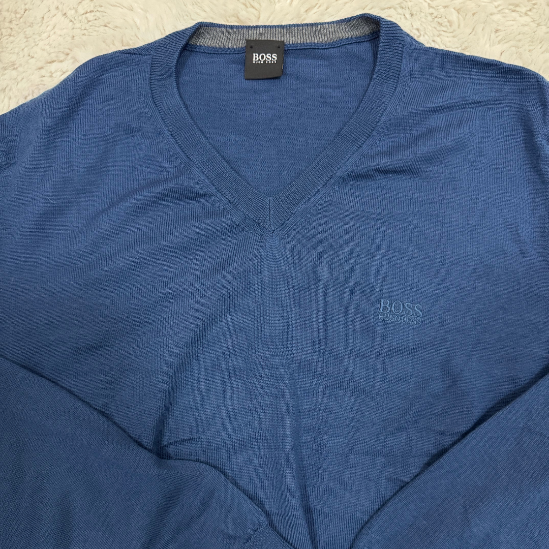 Boss V-neck Rich Blue Sweater - L