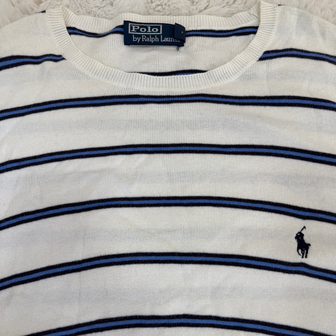 Ralph Lauren Striped White-Blue Sweater - M