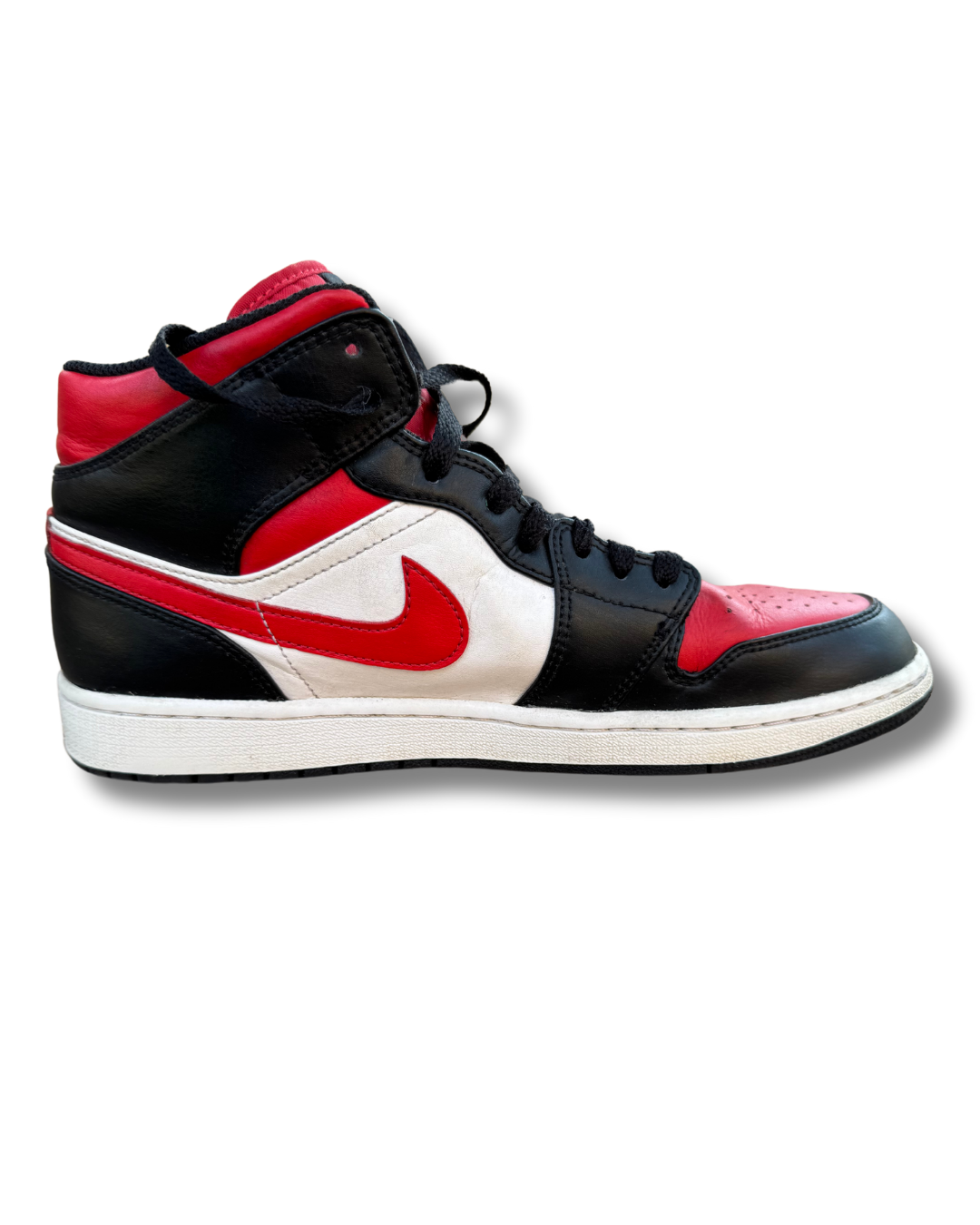 Nike Air Jordan 1 Mid "Bred Toe" Sneakers | Red/Black/White | US 9.5