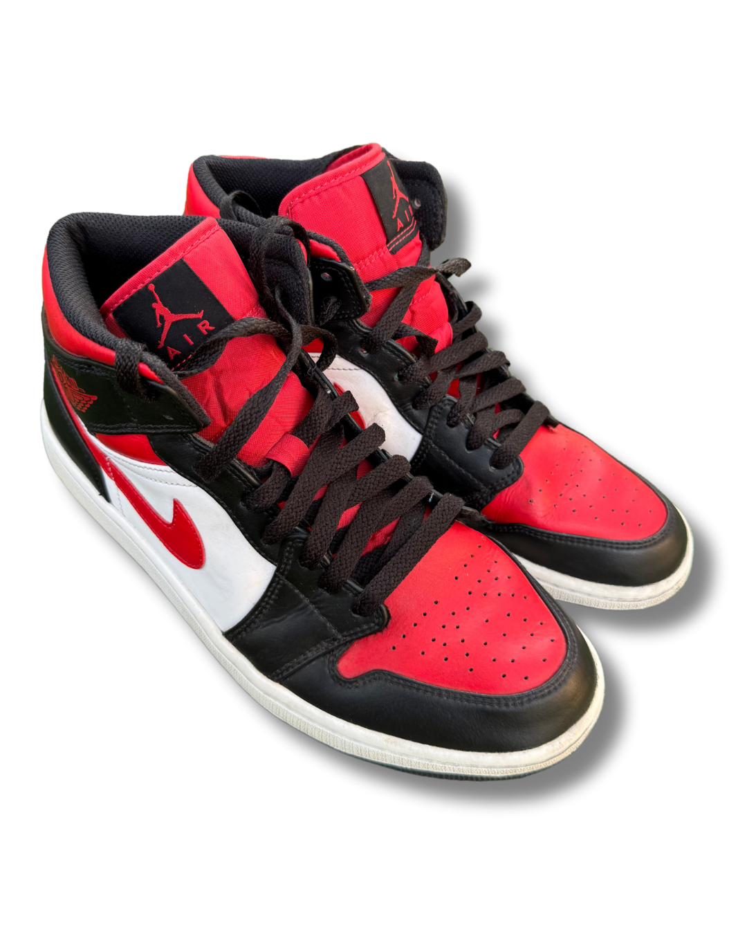 Nike Air Jordan 1 Mid "Bred Toe" Sneakers | Red/Black/White | US 9.5