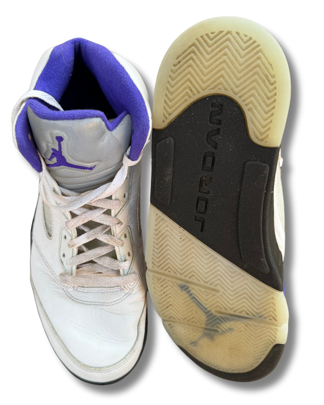 Nike Air Jordan 5 Retro Sneakers | White/Purple | US 10.5