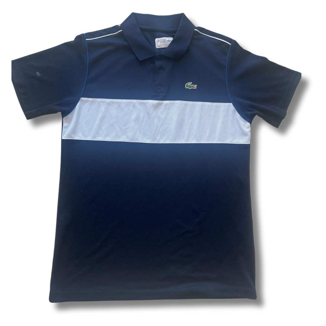 Lacoste Sports Blue Polo Shirt with White Panel - M