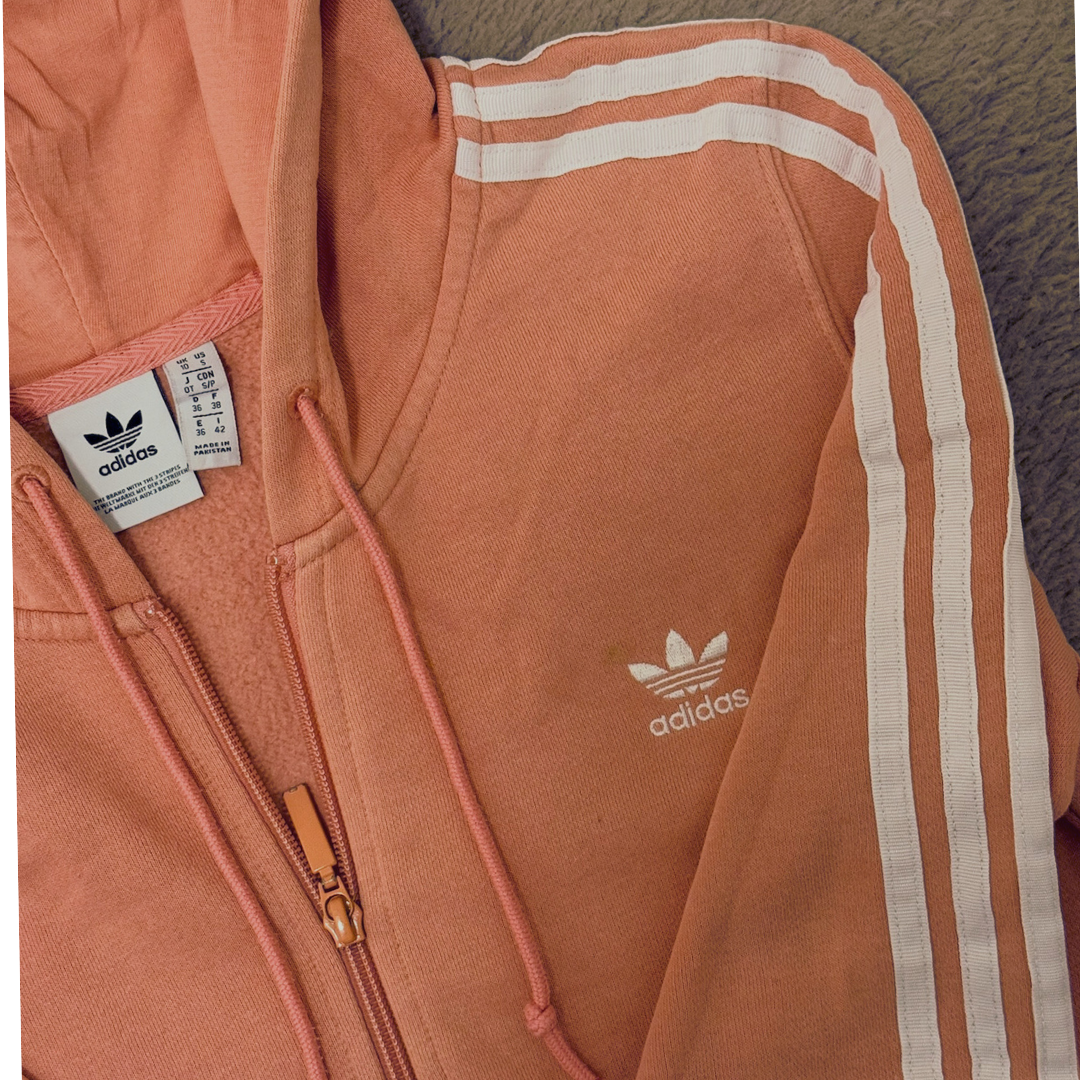 Adidas Light Pink Zipper Hoodie - S