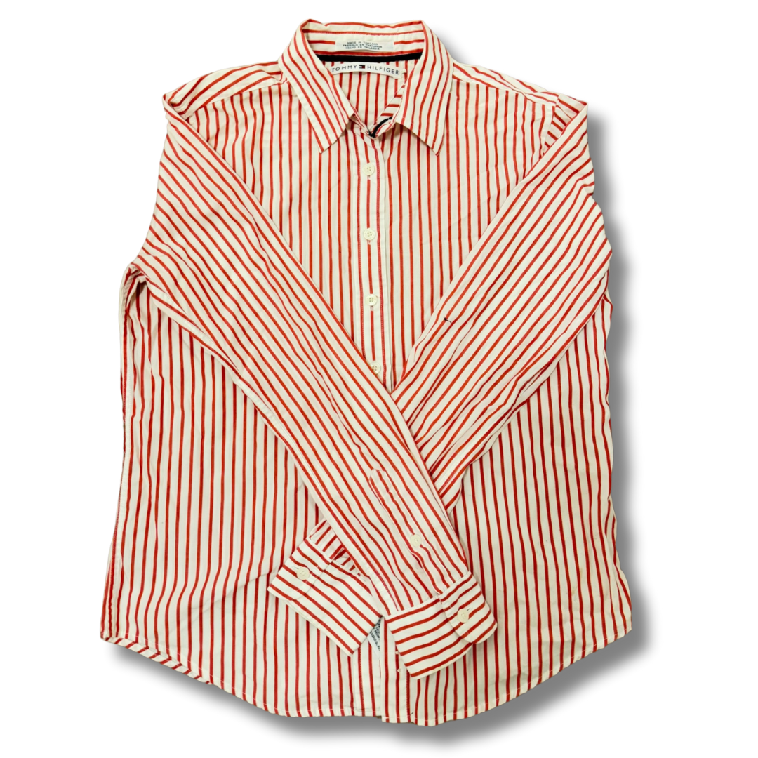 Tommy Hilfiger Red-White Striped Shirt - L