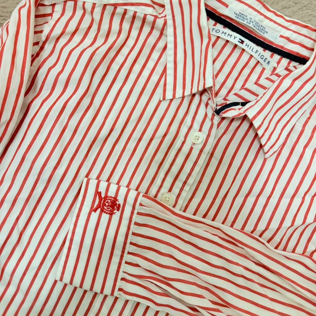 Tommy Hilfiger Red-White Striped Shirt - L