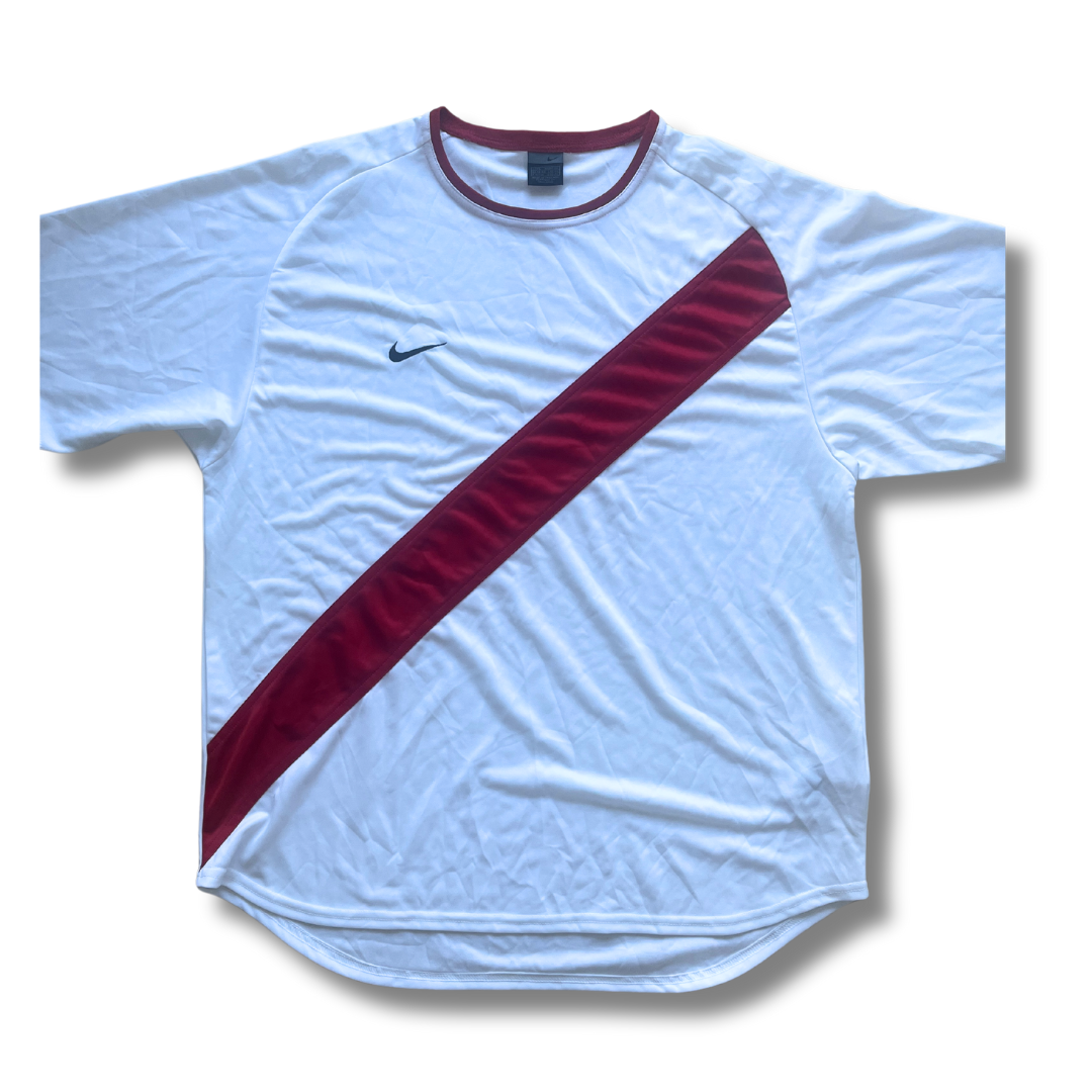 Nike White Sports Tee with Red Panel TShirt - L