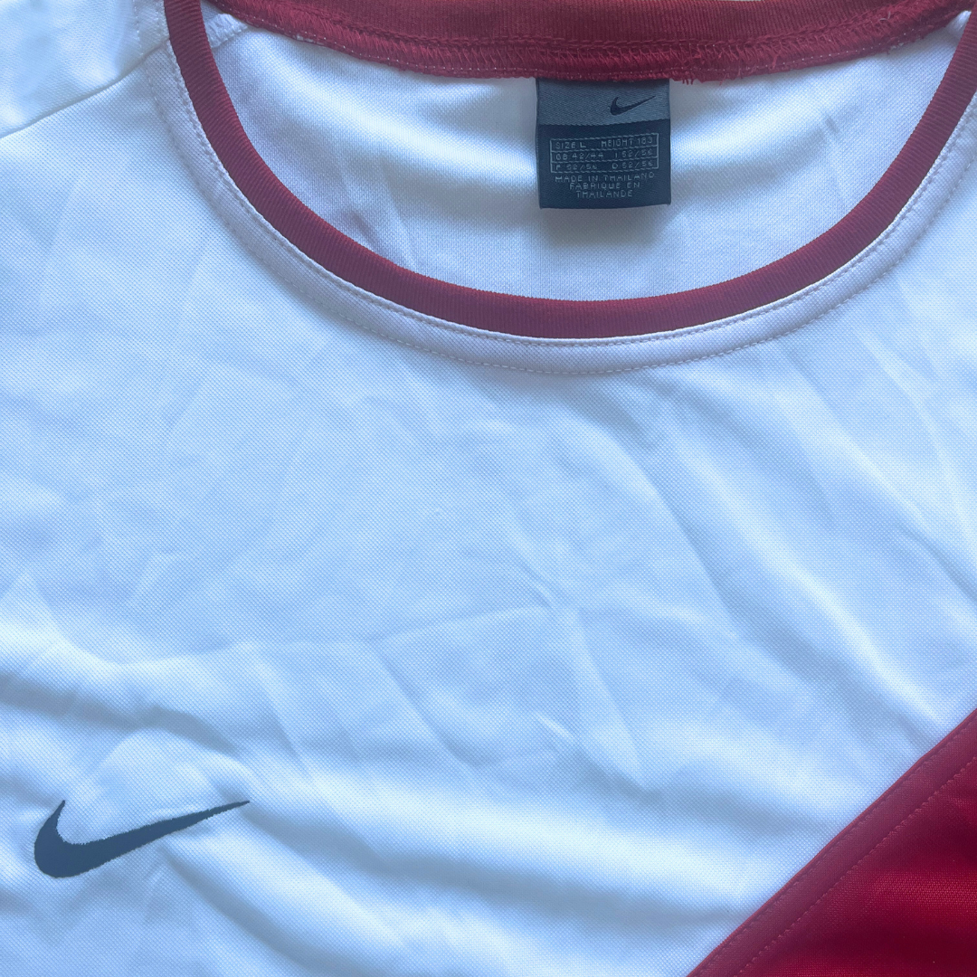 Nike White Sports Tee with Red Panel TShirt - L