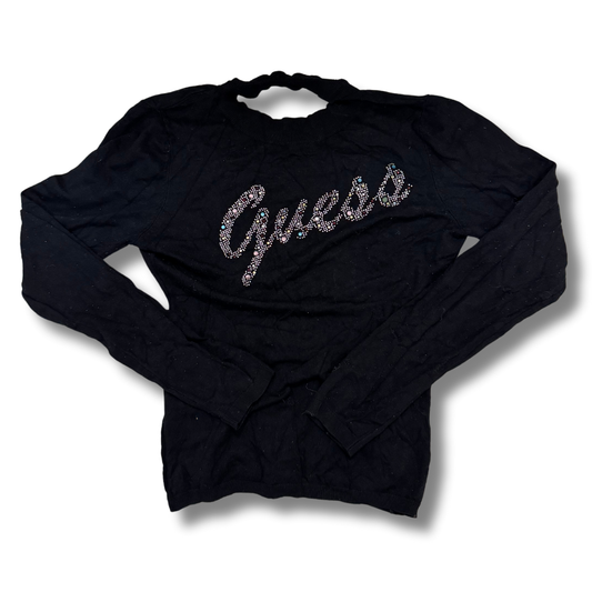 Guess Black Sweater Silver Logo - XS