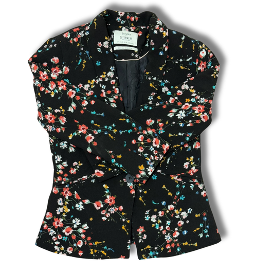 Bershka Black Floral Blazer - XS