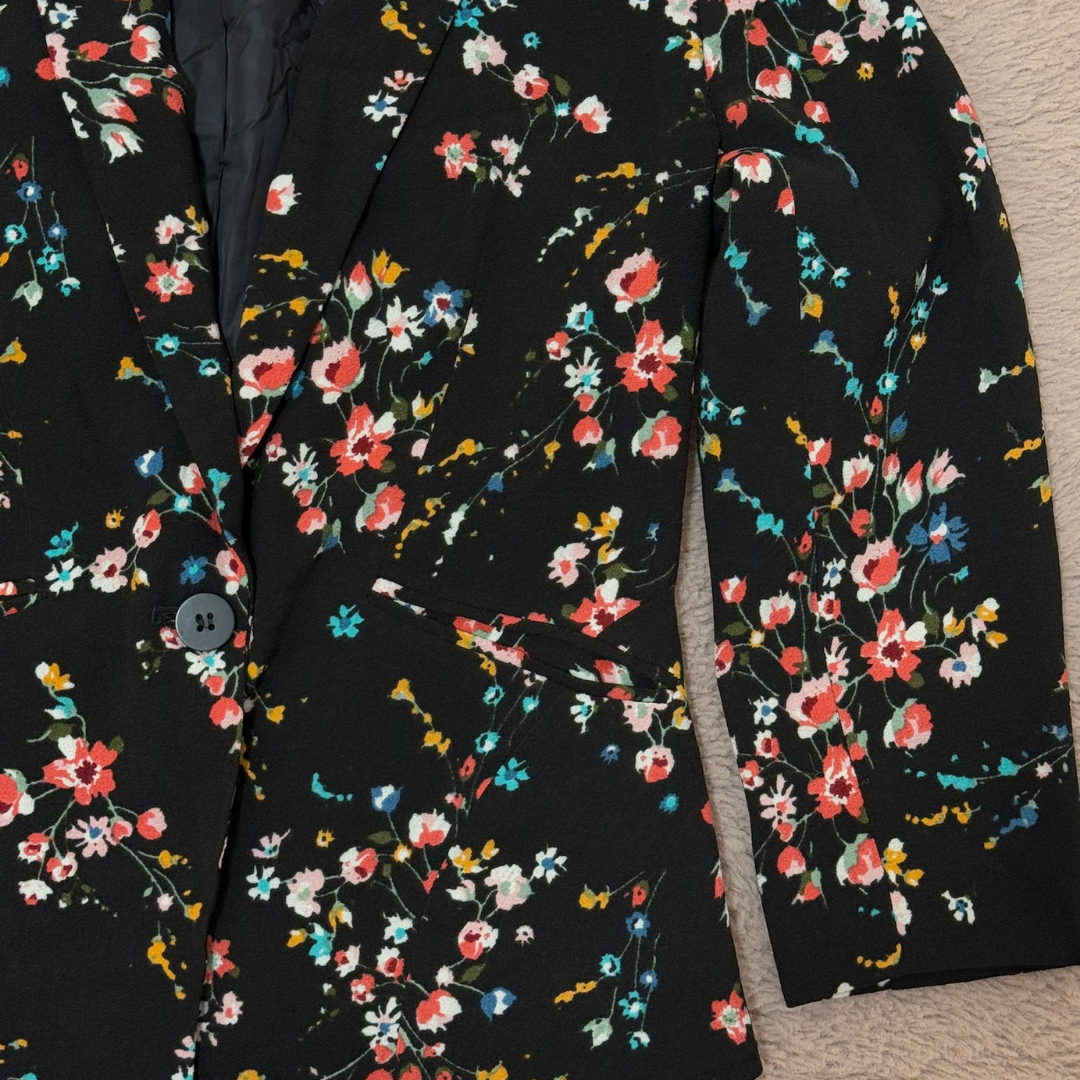 Bershka Black Floral Blazer - XS