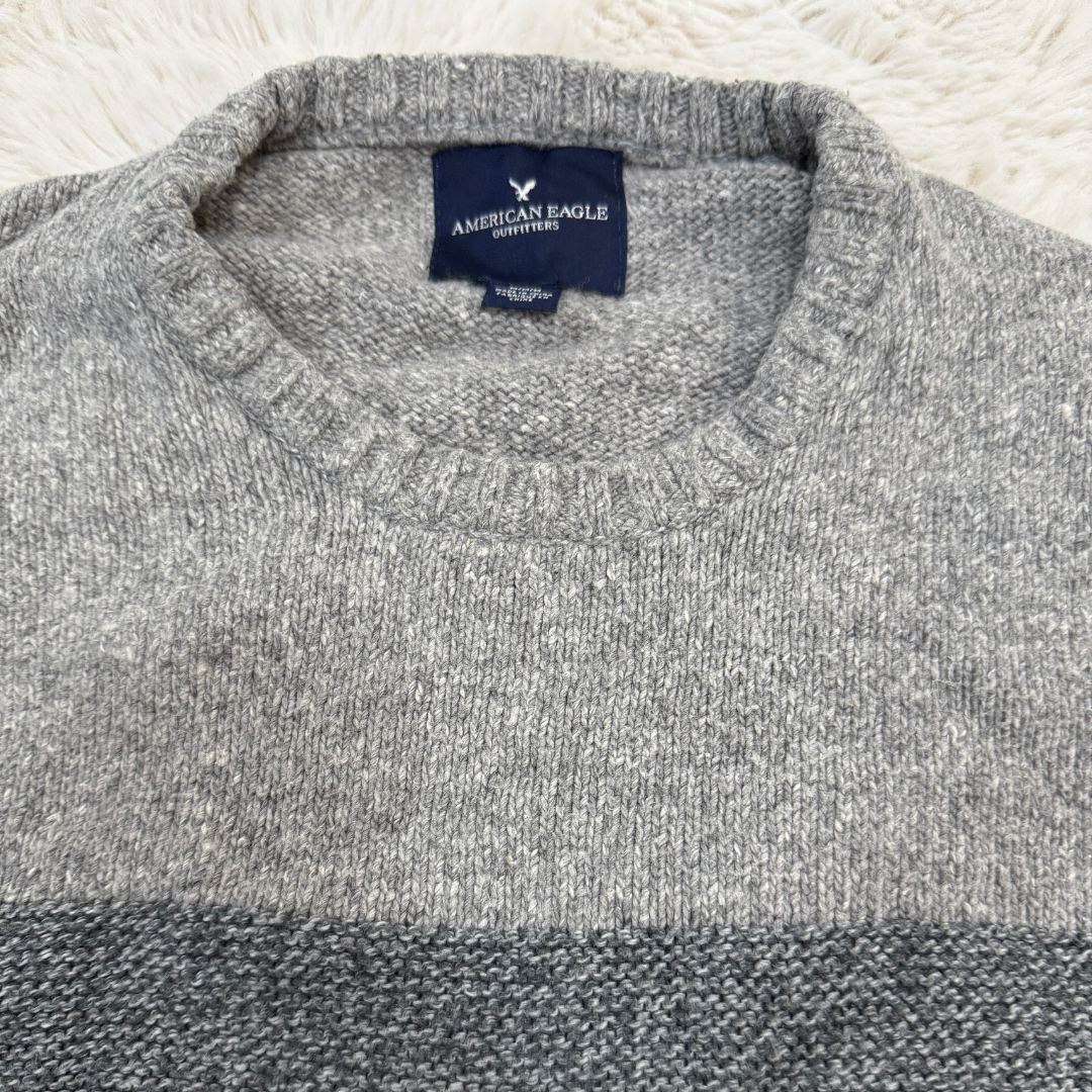 American Eagle Grey Striped Sweater - S