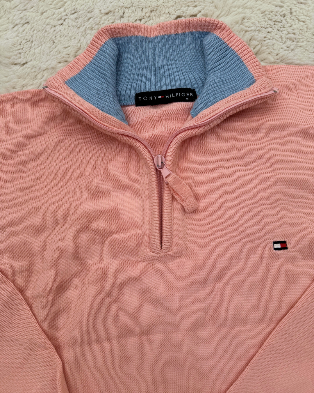 Tommy Hilfiger Pink Quarter Zip Sweater - S