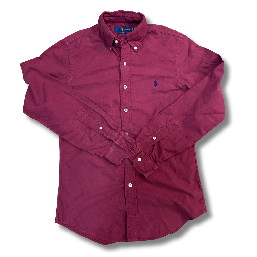 Ralph Lauren Slim Fit Red Shirt (Blue Logo) - XS