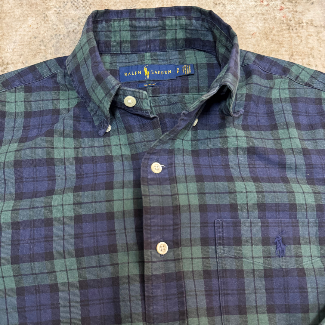 Ralph Lauren Blue-Green Chequered Shirt - XS