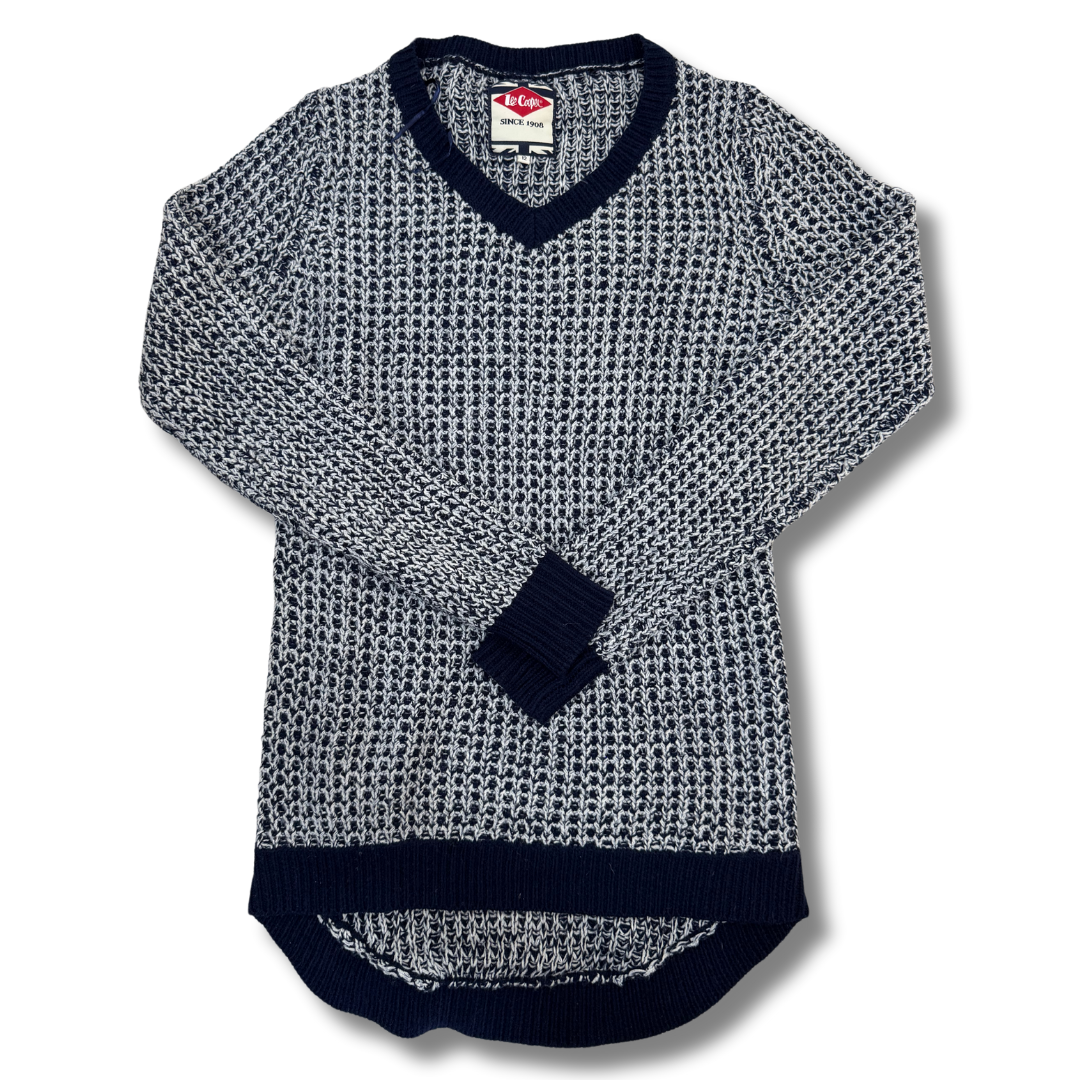 Lee Cooper Blue-White Knit Women Sweater - XS