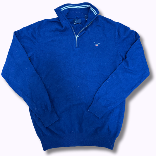 Gant Dark Blue Quarter Zip Sweater - Small